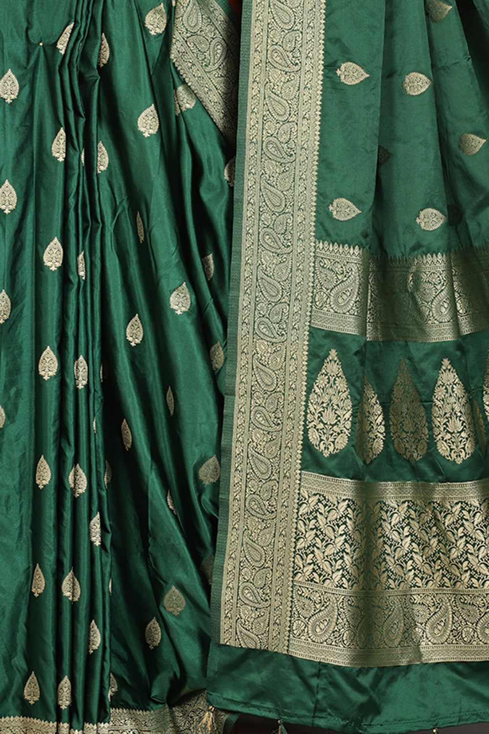 Bottle Green Color South Silk Zari Woven Saree