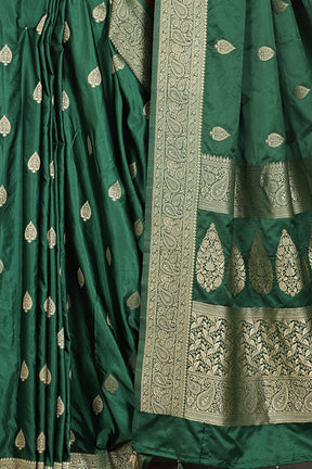 Bottle Green Color South Silk Zari Woven Saree