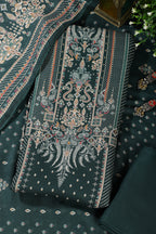 Bottle Green Mughal-Inspired Paisley Printed Spun  Unstitched Suits Fabric