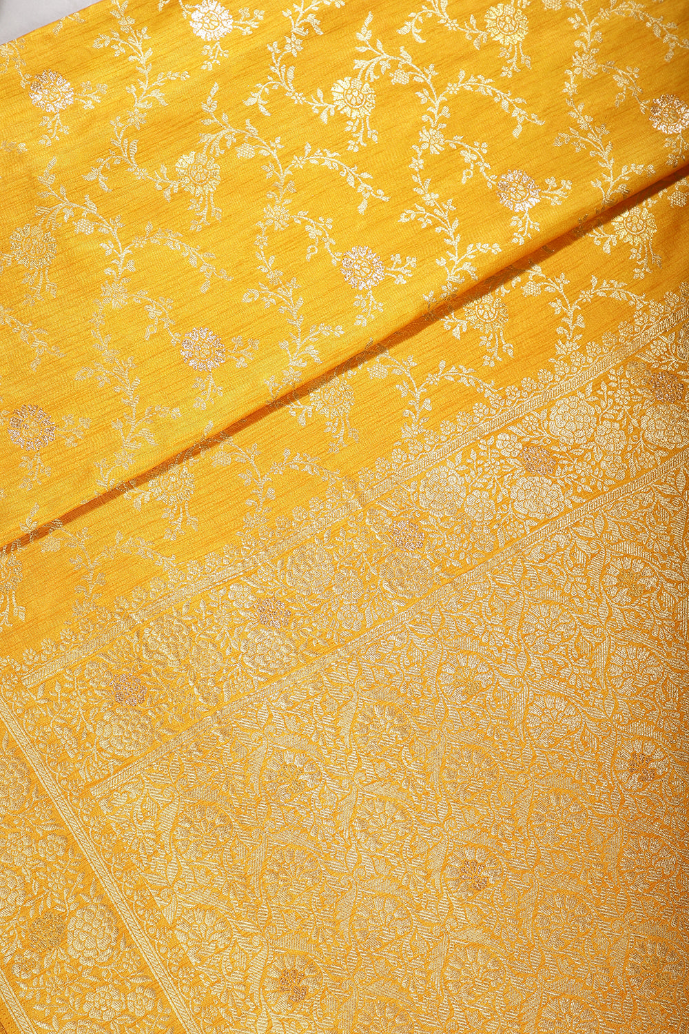 Mustard Color Raw Silk Zari Woven Saree