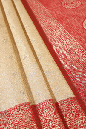 Tussar & Red Dual Toned Soft Silk Zari Woven Saree