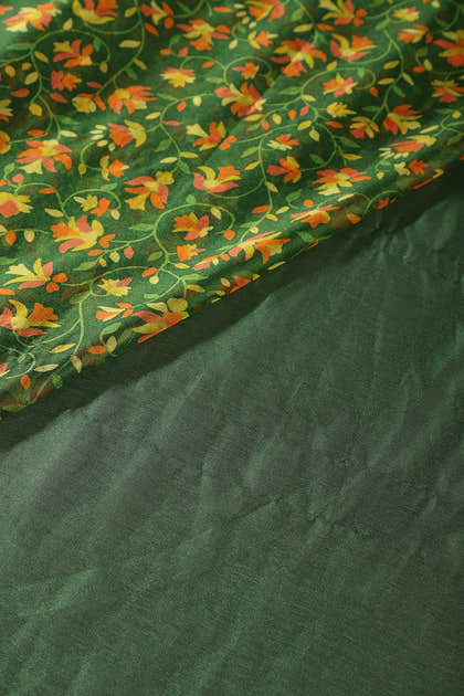 Green Color Chiffon Bandhani Printed Saree