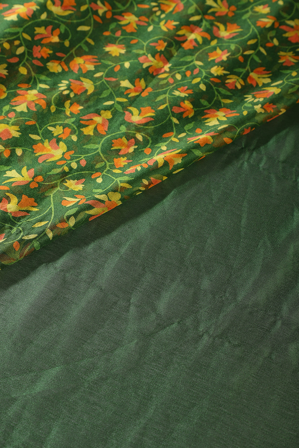 Green Color Chiffon Floral Printed Saree