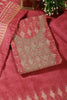 Dusty Pink Chanderi Silk Neck Embroidered Unstitched Suit Material