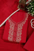 Cardinal Red Cotton Resham Embroidered Unstitched Suit