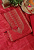 Red Silk Zari Woven And Bandhani Printed Unstitched Suit Fabric