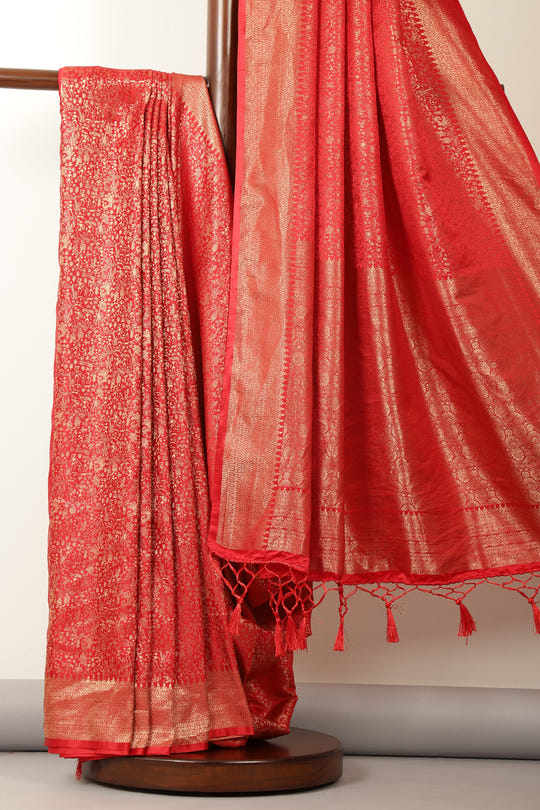 Red Zari Woven Soft Silk Saree
