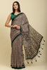 Bottle Green Cotton Silk Ajrakh Block Printed Saree