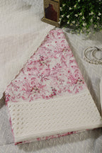 Cream & Pink Cotton Chikankari Work Floral Printed Unstitched Suit