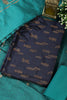 Navy Chanderi Silk Woven Unstitched Suit