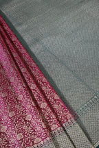Wine & Green Floral Zari Woven Sarees