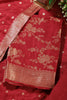 Maroon Banarsi Floral Woven Silk Unstitched Suit Fabric