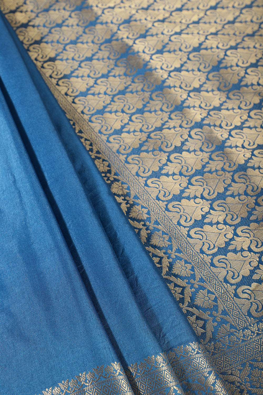 Dark Blue Color Silk Woven Saree