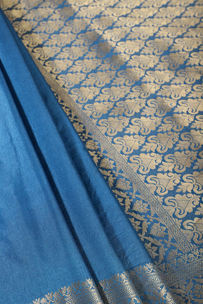 Dark Blue Color Silk Woven Saree
