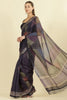 Navy Organza Cotton Printed Saree