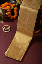 Tussar Color Kanjivaram Pure Silk Handloom Zari Saree with Temple Motifs