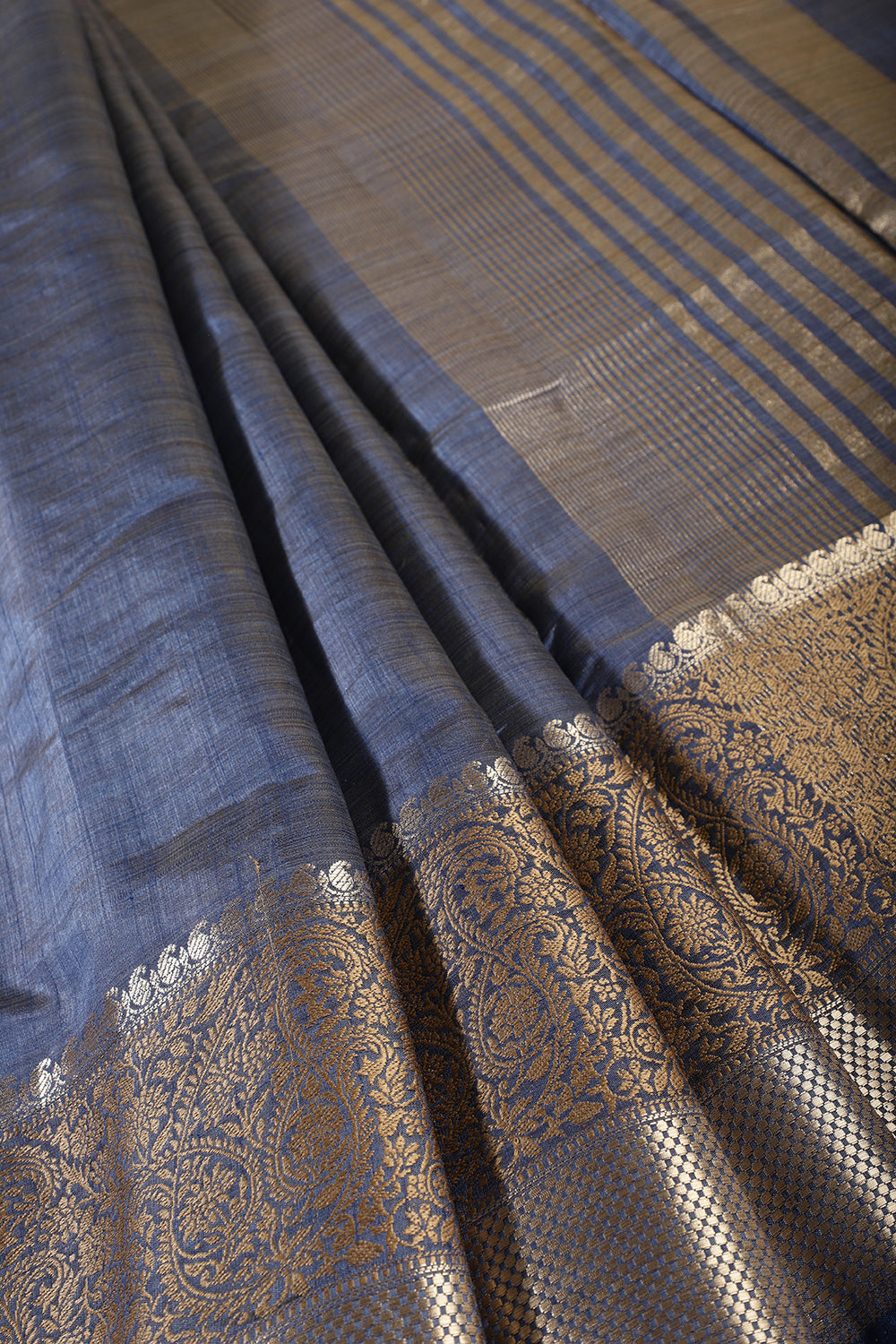 Blue Cotton Silk Woven Saree