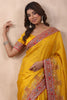 Mustard Color Embroidery Silk Saree