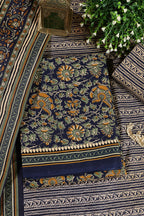 Navy Cambric Cotton Unstitched Suit Material