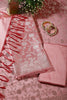 Pink Zari Floral Woven Silk Unstitched Suit Fabric