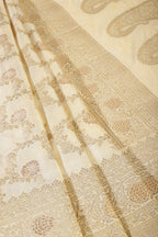 Cream Silk Floral Zaal Woven Banarasi Saree