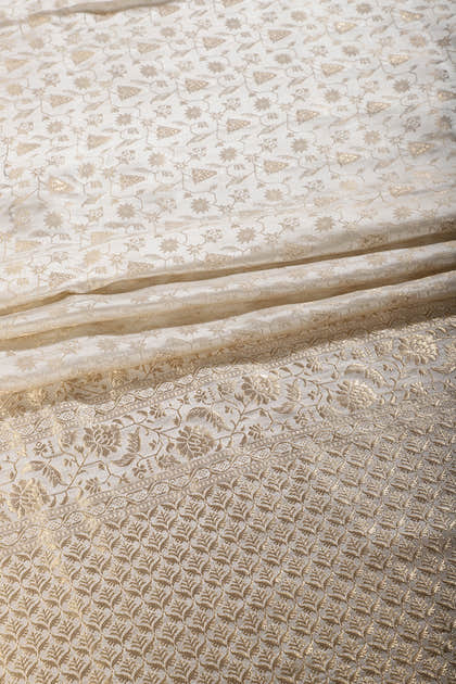 Cream Woven South Silk Saree
