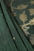 Bottle Green Tussar Silk Floral Zari Woven Saree