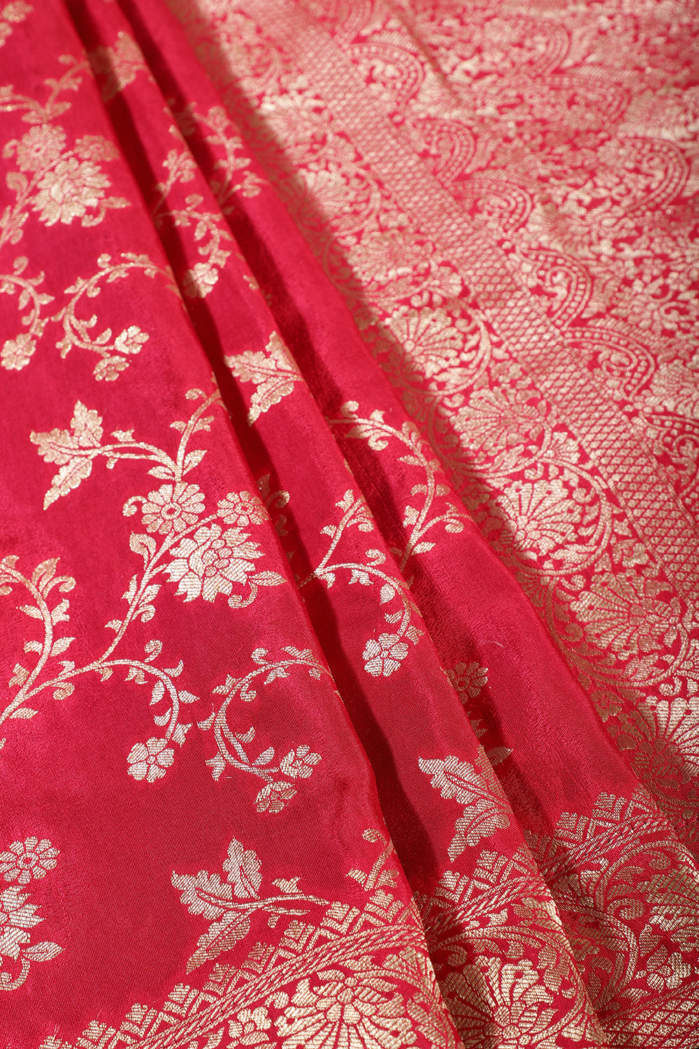 Cardinal Red Banarasi Silk Zari Floral Zaal Woven Saree