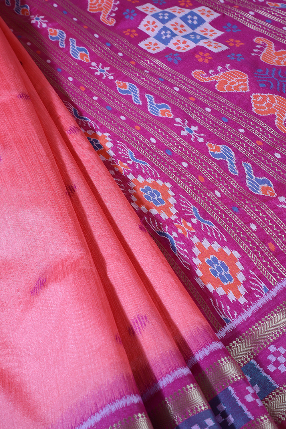 Coral Tussar Silk Reham Woven Saree