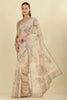 Beige Floral Zari Taar Embroidered Kota Cotton Saree