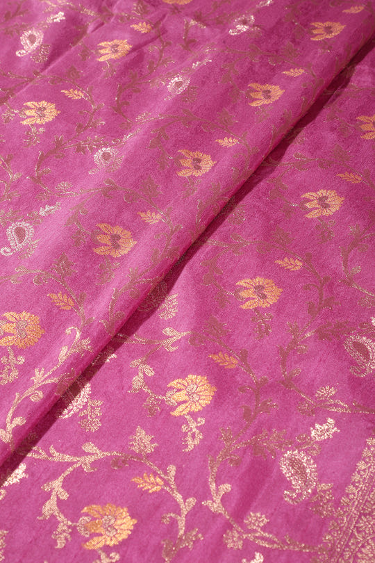 Bashful Pink Colour Zari Woven South Silk Saree