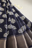 Navy Color Block Printed Cotton Silk Saree
