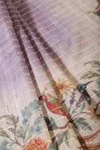 Mauve Tussar Silk Printed Saree