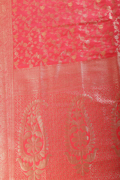 Red Floral Zaal Woven Silk Banarasi Saree