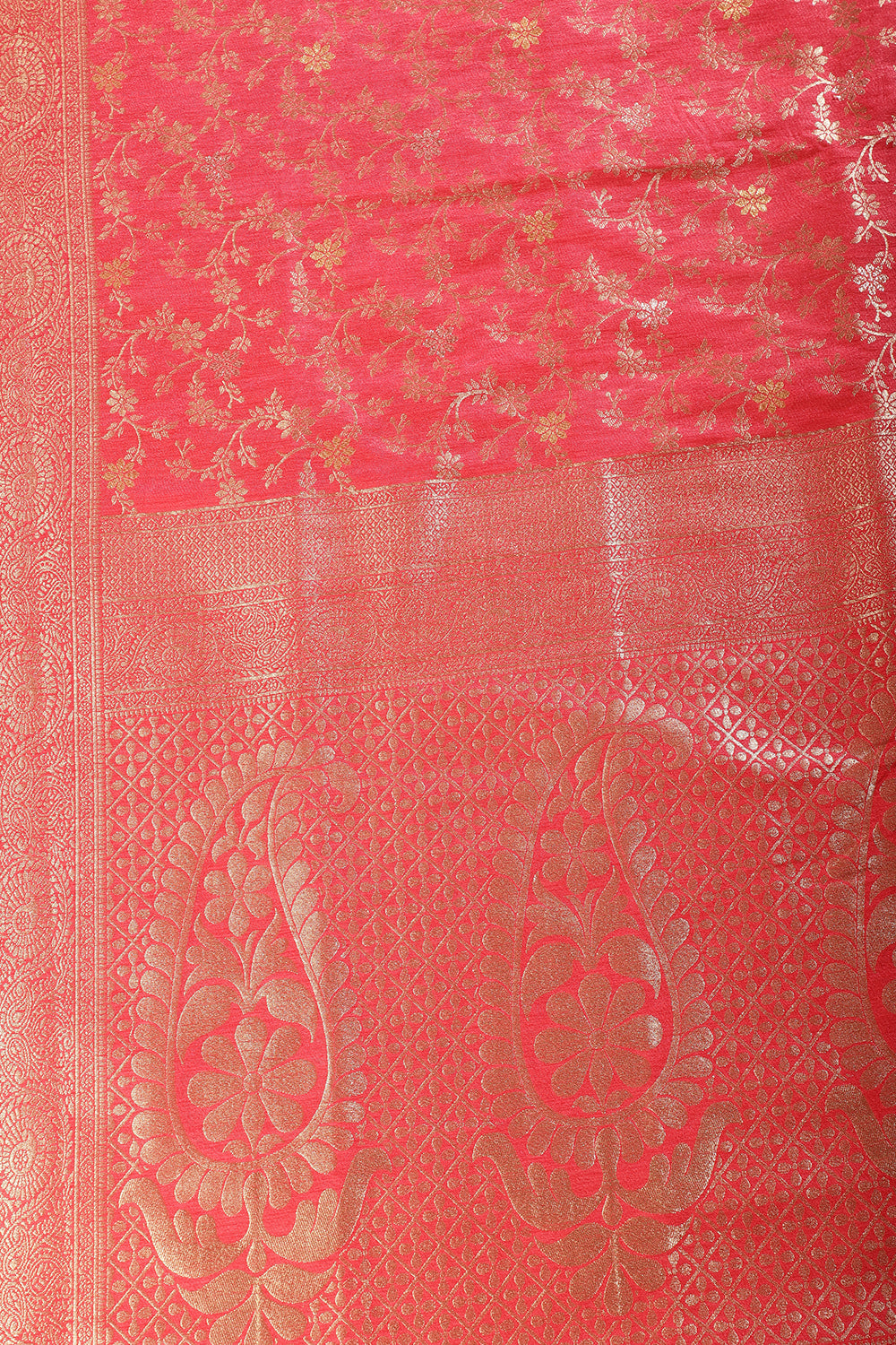 Red Floral Zaal Woven Silk Banarasi Saree