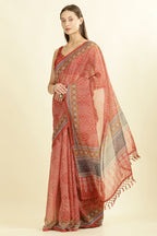 Rust Bandhani Printed Cotton Saree