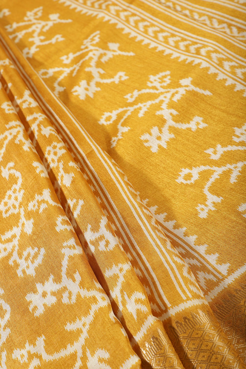Mustard Color Cotton Silk Printed Saree