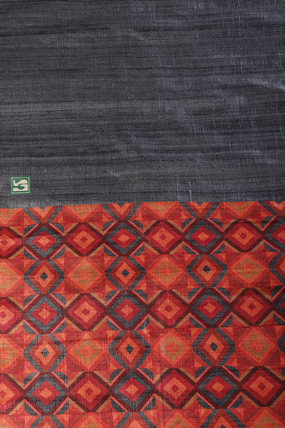 Grey Tussar Silk Printed Saree