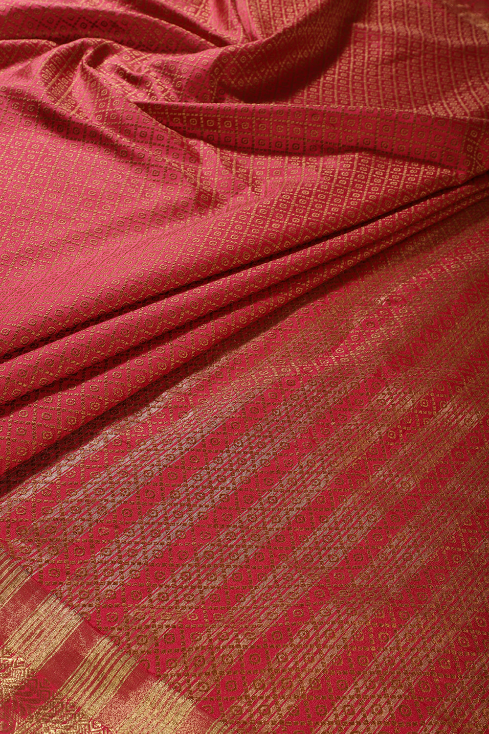 Fuchsia Color Zari & Resham Weaving Silk Saree