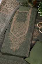 Green Floral Jaal Printed Spun Unstitched Suit Material