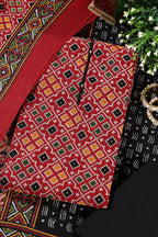 Maroon Printed Ikkat Cotton Unstitched Suit Material