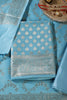 Light Blue Silk Zari Woven Unstitched Suit Fabric