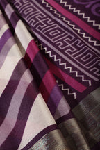 Purple Color Chiffon Printed Saree