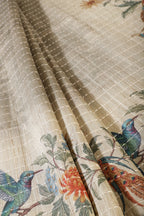 Beige Tussar Silk Printed Saree