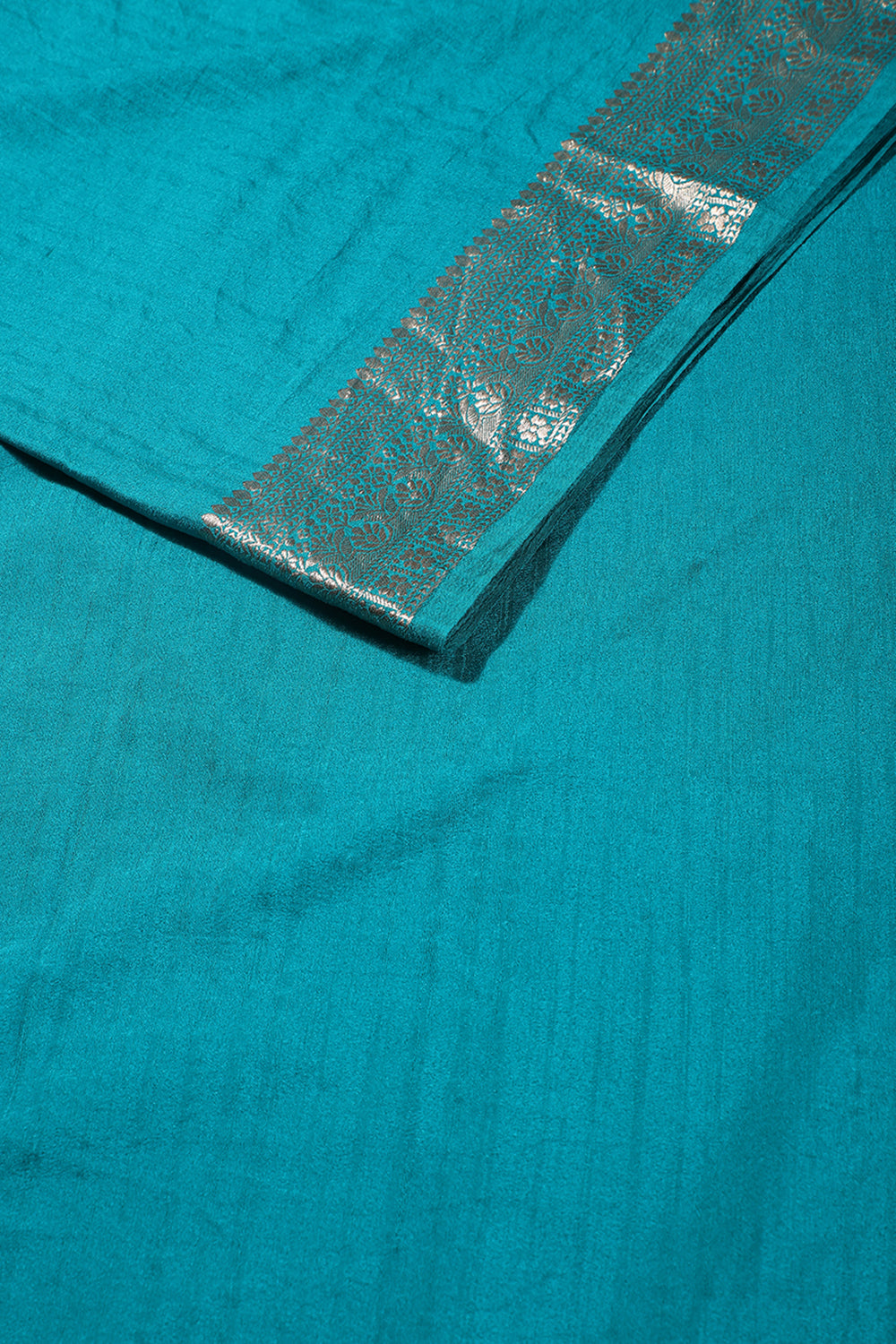 Teal Colour Cotton Silk Zari Woven Saree