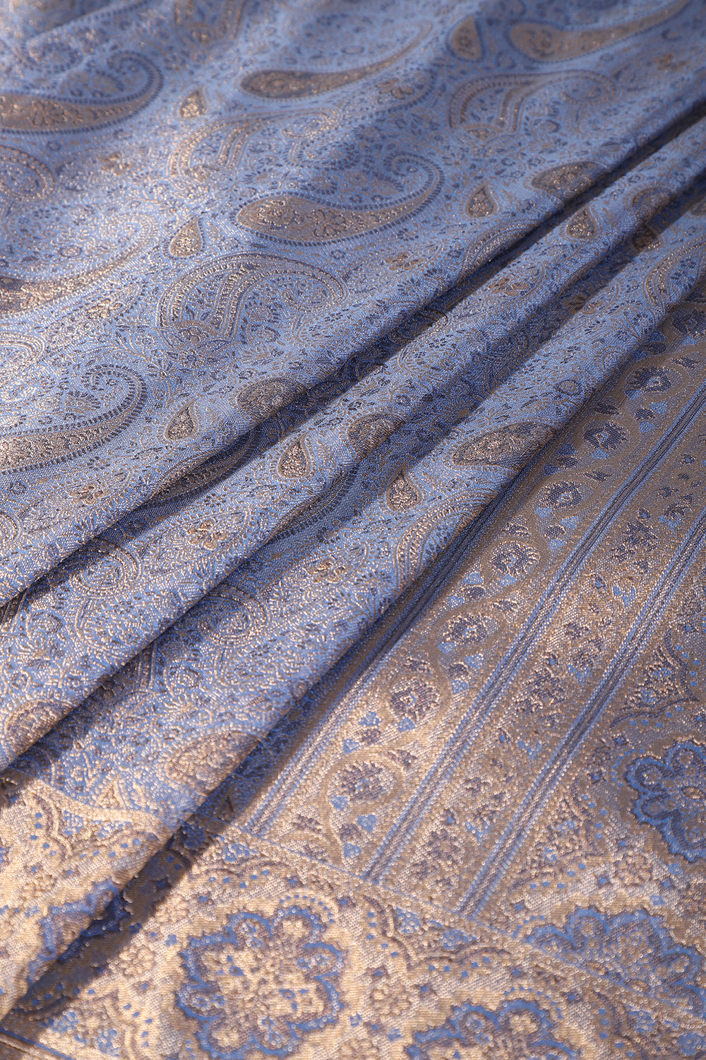 Greyish Blue Colour Silk Zari Woven Saree