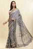 Grey Color Cotton Silk Boota Printed And Zari Woven Saree