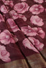 Wine Chiffon Floral Printed Saree