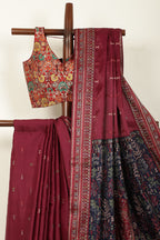 Navy & Wine Silk Resham Embroidered Designer Sarees