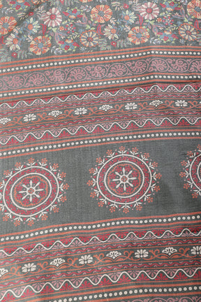 Sea Green Colour Floral Printed Cotton Silk Saree